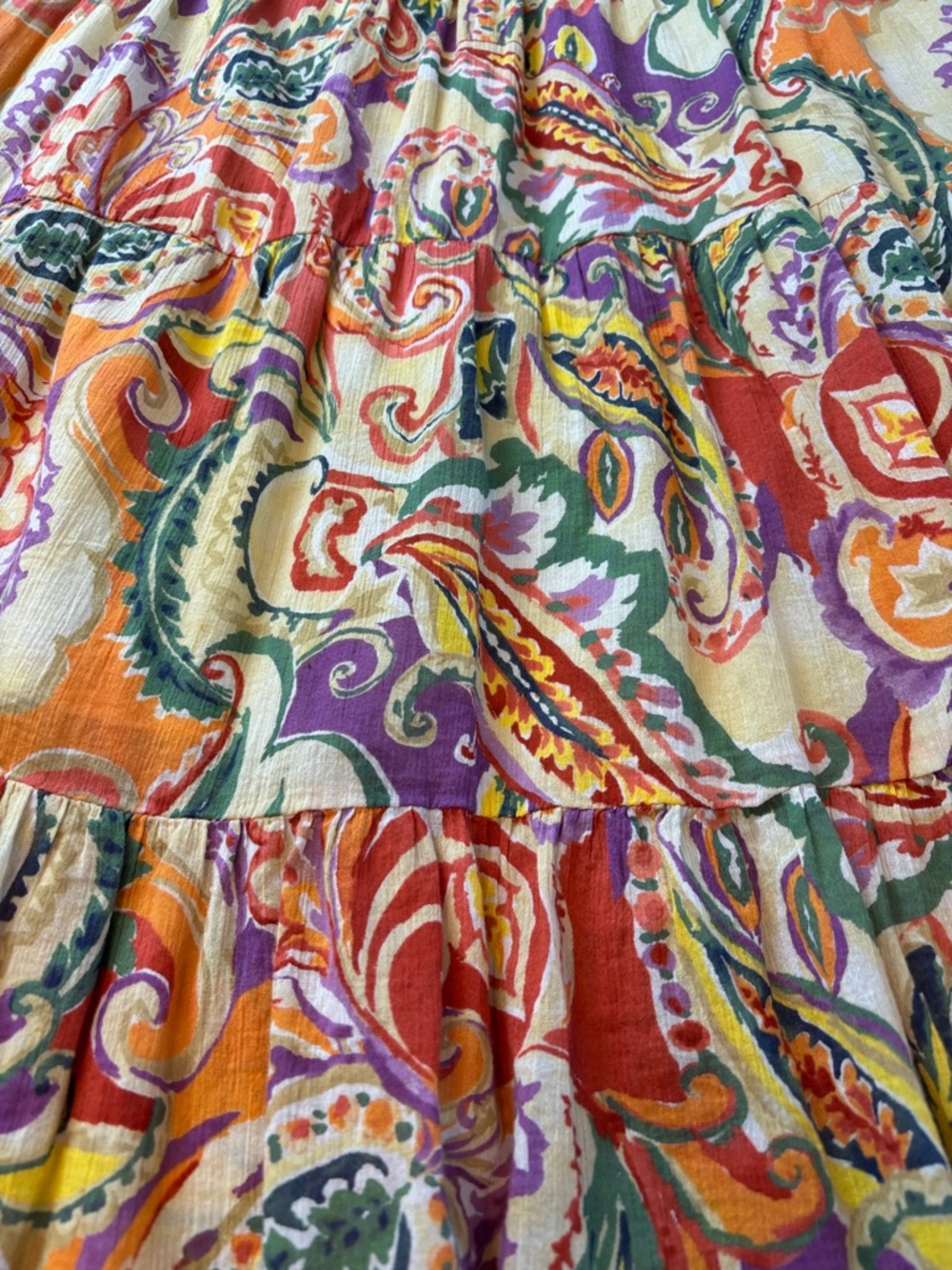 Women's CHAPS Paisley Tiered Midi Cotton BOHO Skirt - Multicolor - Picture 9 of 11